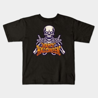 halloween character skeleton with text Kids T-Shirt